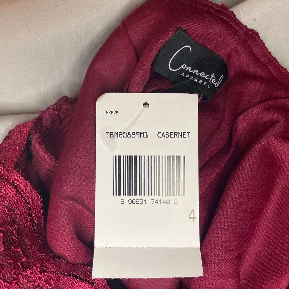 NWT Connected Apparel Burgundy Lace Midi Dress - Picture 13 of 13